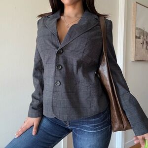 90s Vintage Plaid Minimalist Blazer – Office Siren Preppy